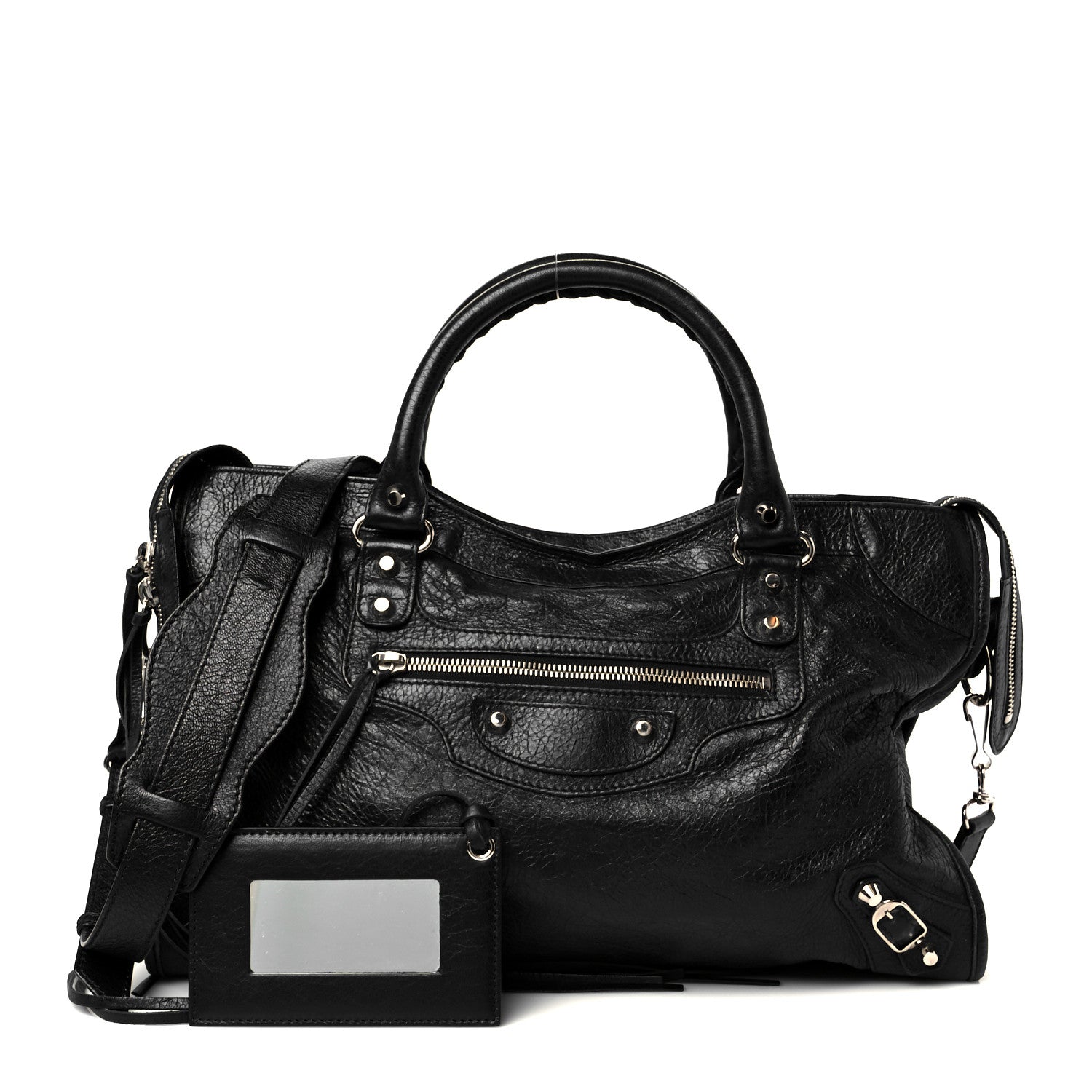 Balenciaga Agneau Arena Silver Hardware Medium Le City Black 3 of 14