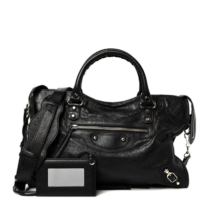 Balenciaga Agneau Arena Silver Hardware Medium Le City Black 3 of 14