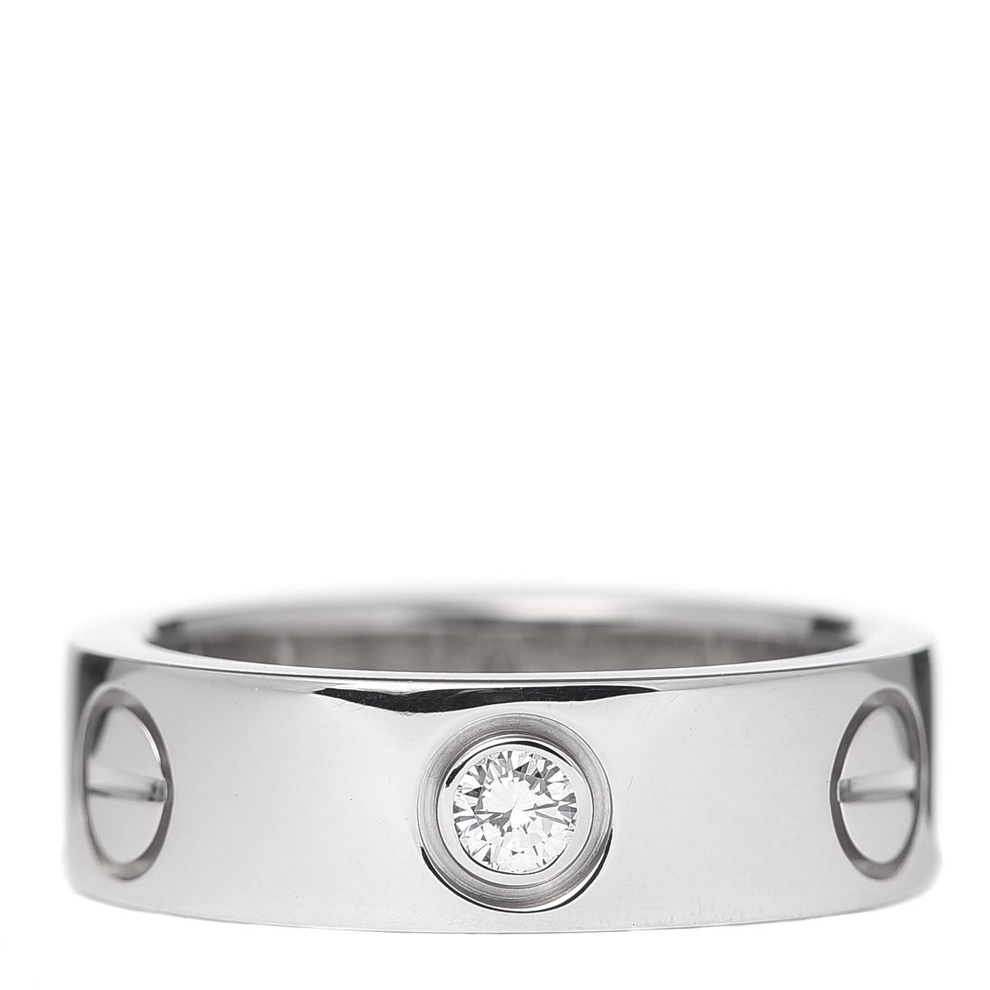 18K White Gold 3 Diamond 5.5mm LOVE Ring 48 4.5