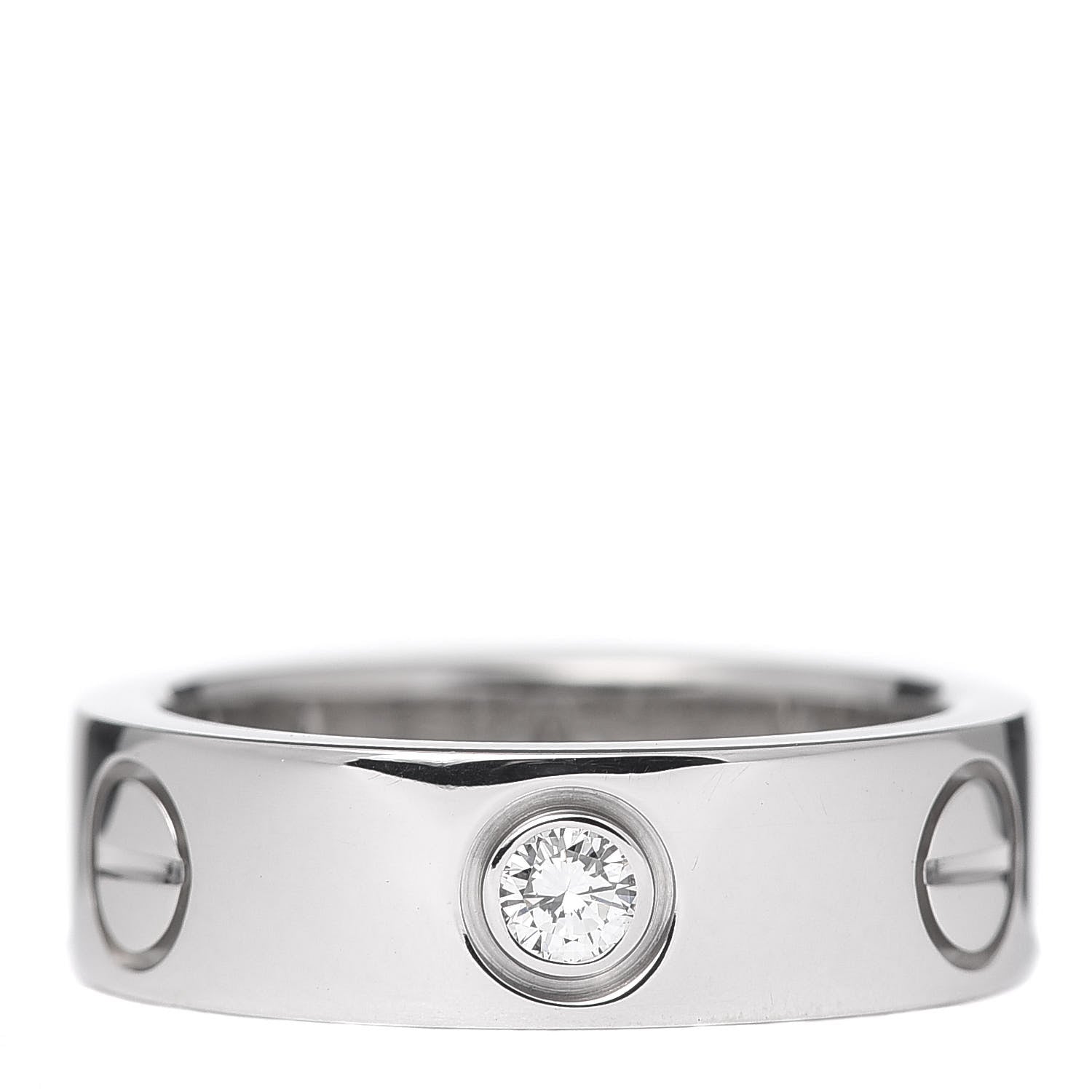 Cartier 18K White Gold 3 Diamond 5.5mm LOVE Ring 48 4.5 1 of 5