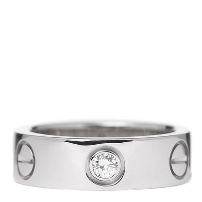 Cartier 18K White Gold 3 Diamond 5.5mm LOVE Ring 48 4.5 1 of 5