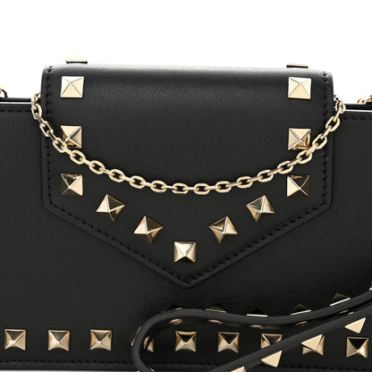 Valentino Garavani Calfskin Rockstud Phone Case With Chain Black 7 of 9
