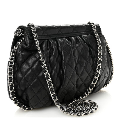 Chanel Washed Lambskin Quilted Large Chain Around Messenger Black 3 of 10