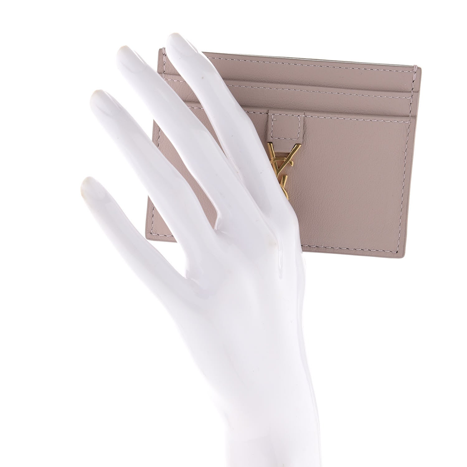 Saint Laurent Calfskin Monogram Credit Card Case Pale Pink 2 of 8