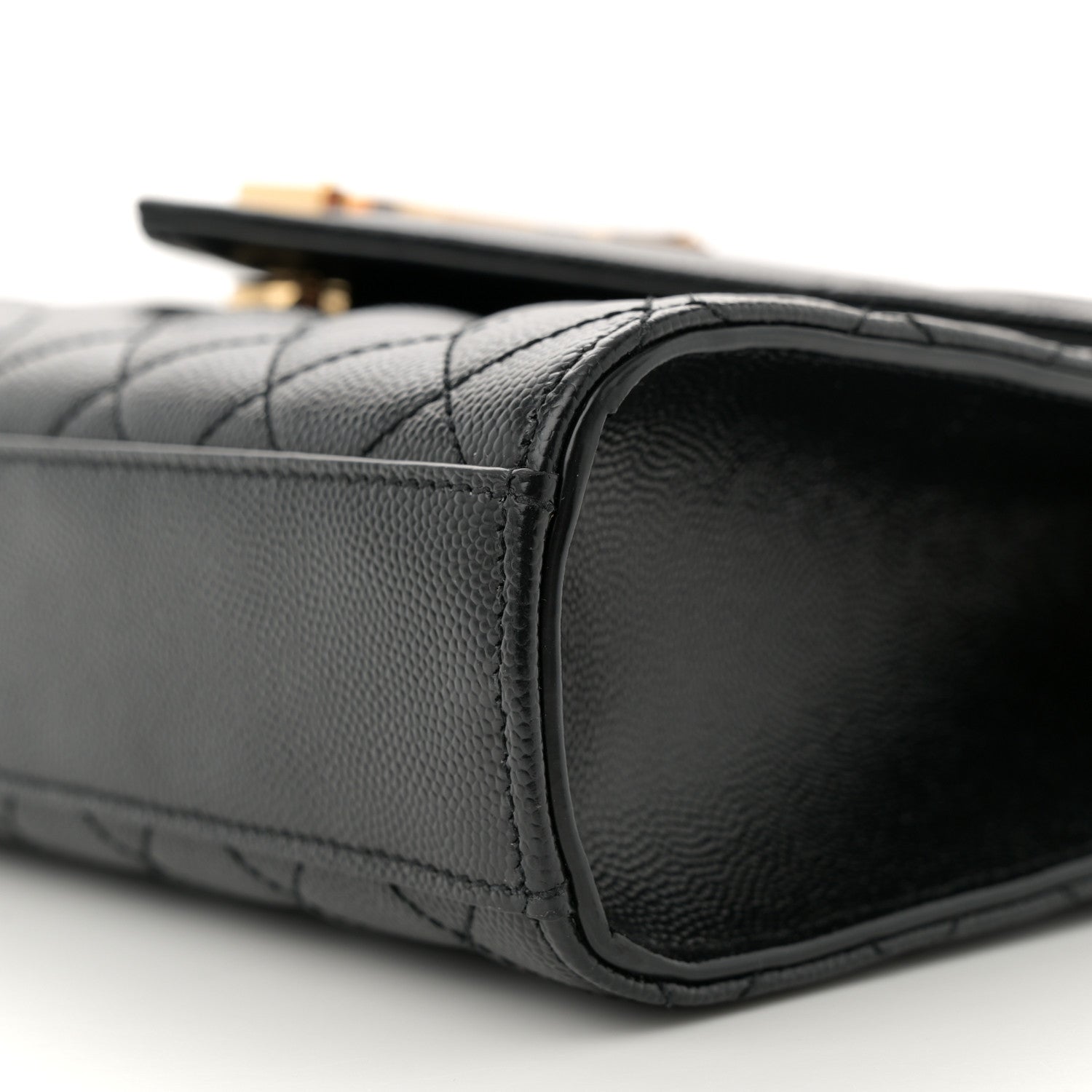 Saint Laurent Grain De Poudre Textured Mixed Matelasse Triquilt Medium Monogram Satchel Black 10 of 11