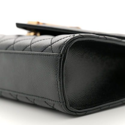 Saint Laurent Grain De Poudre Textured Mixed Matelasse Triquilt Medium Monogram Satchel Black 10 of 11