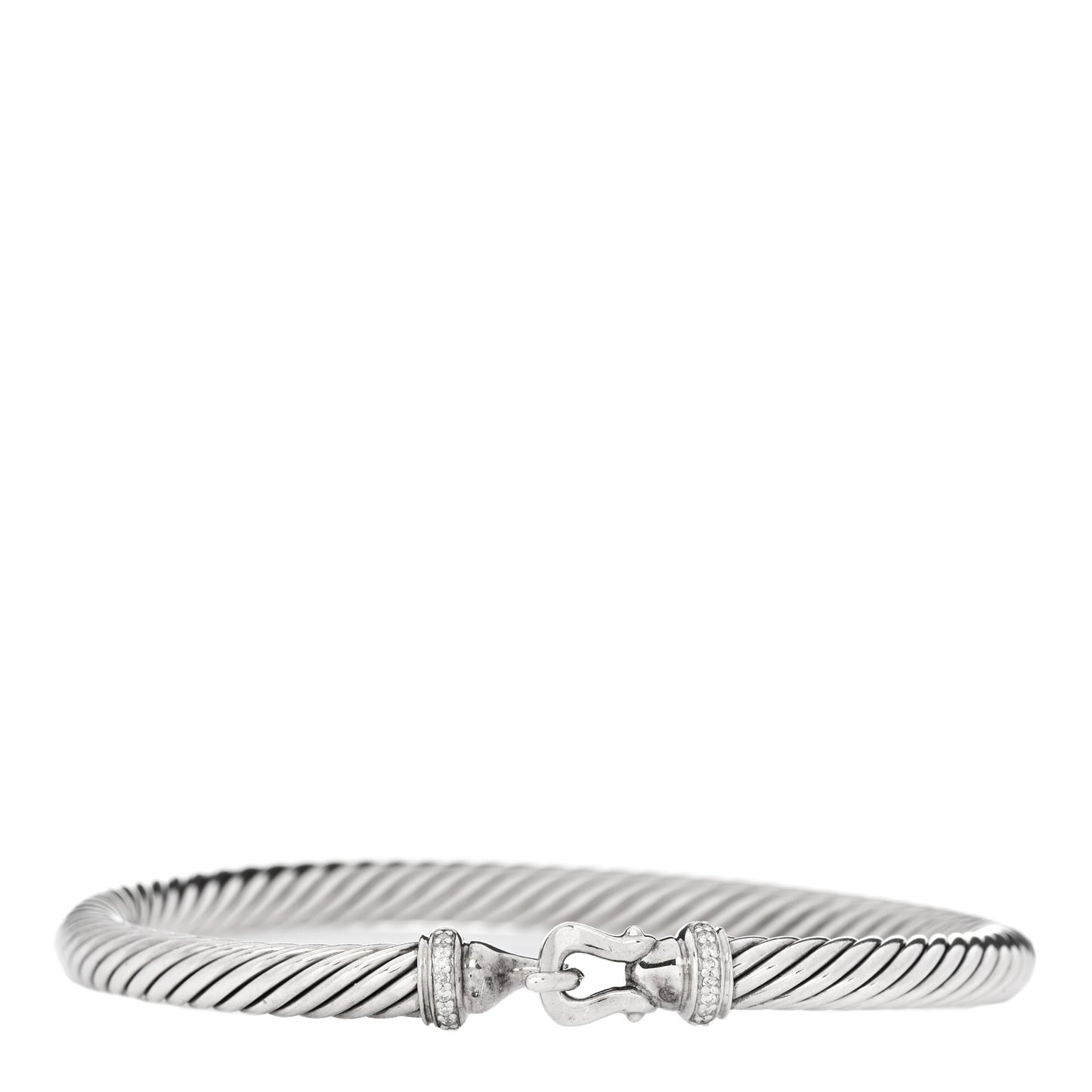 Sterling Silver Diamond 5mm Cable Buckle Bracelet