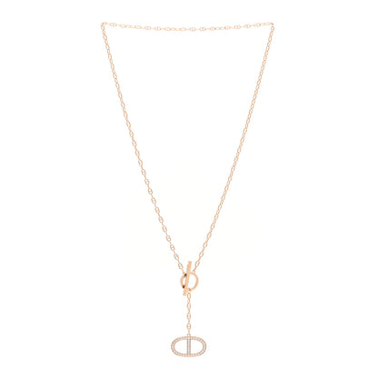 Hermes 18K Rose Gold Diamond GM Chaine D'Ancre Contour Pendant Necklace ST 3 of 7