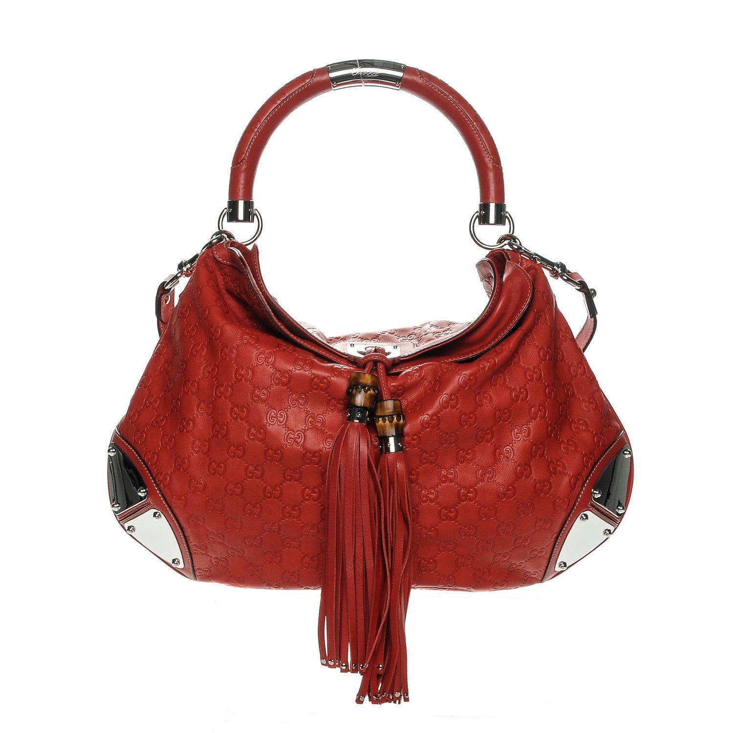 Gucci Guccissima Large Indy Top Handle Hobo Red 1 of 6