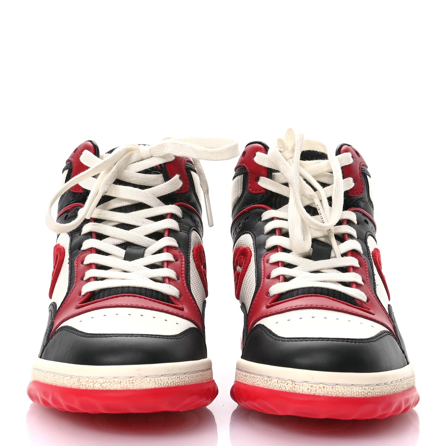 Gucci Dali Calfskin Mesh Women's Mac80 Hightop Sneakers 35.5 Red White Black 3 of 8
