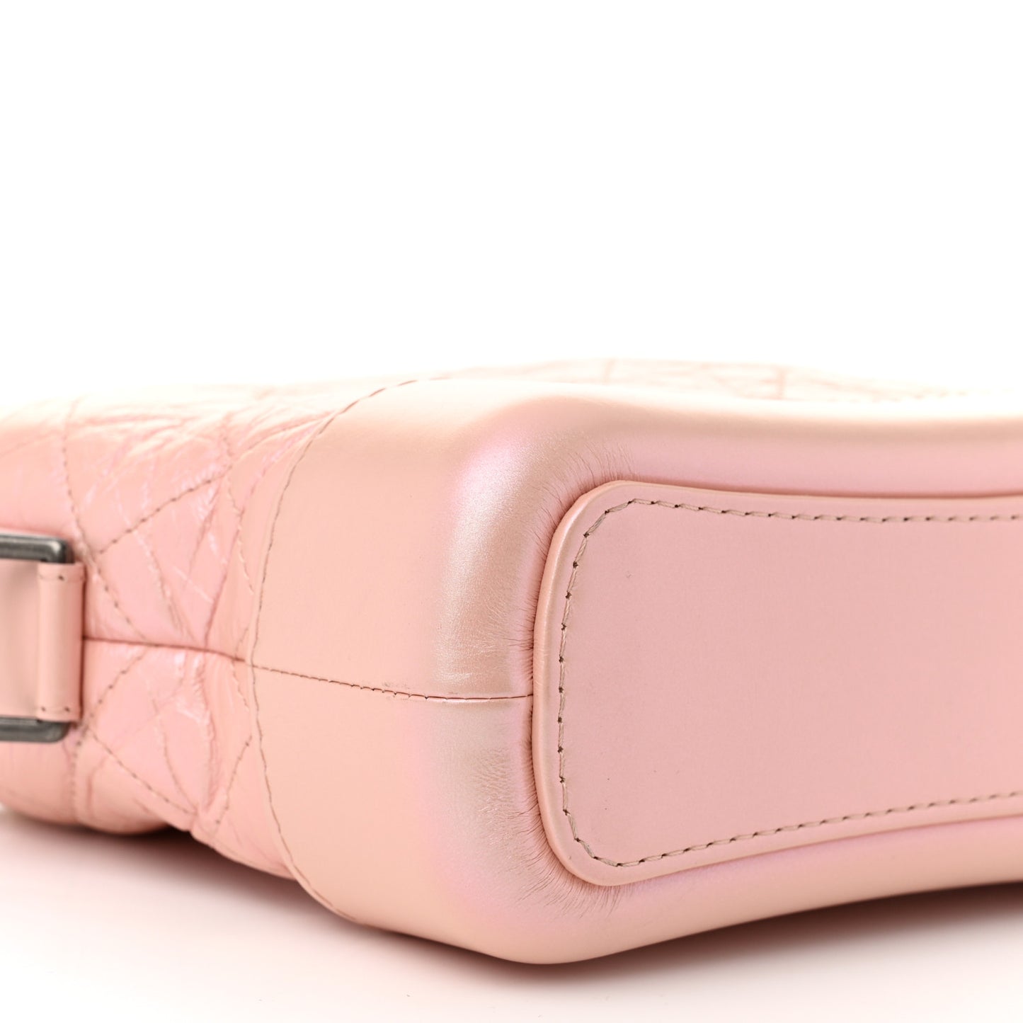 Iridescent Aged Calfskin Quilted Small Gabrielle Hobo Light Pink