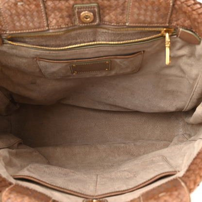 Prada Goatskin Woven Shopping Tote Cacao 5 of 16