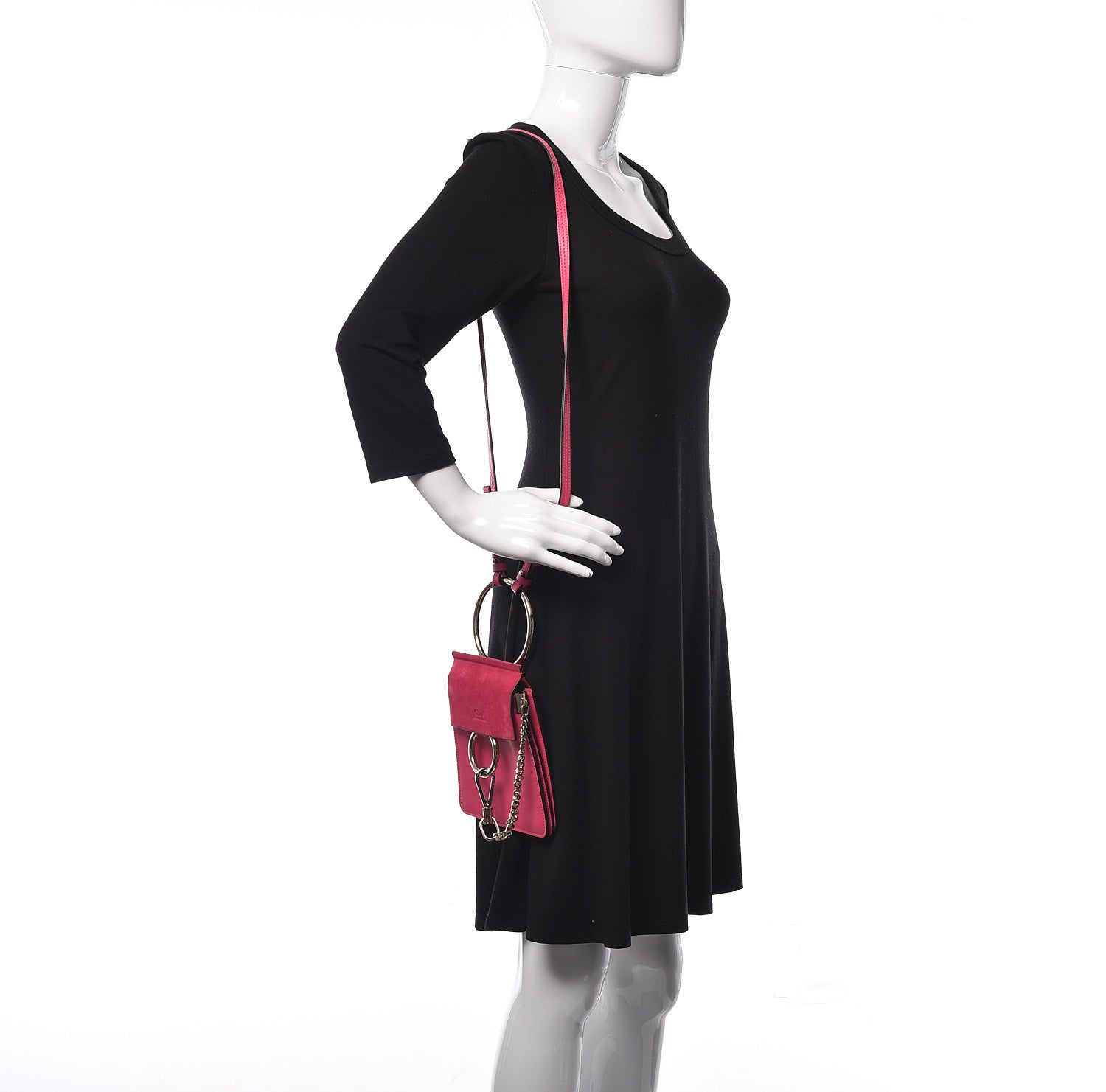 Chloe Suede Calfskin Mini Faye Bracelet Bag Fuchsia Rose 2 of 10