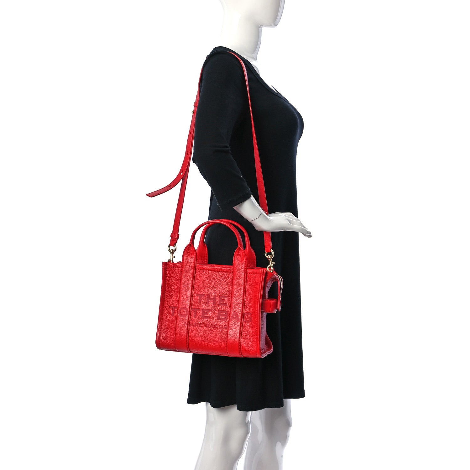 Marc Jacobs Grained Calfskin Small The Tote Bag True Red 2 of 10
