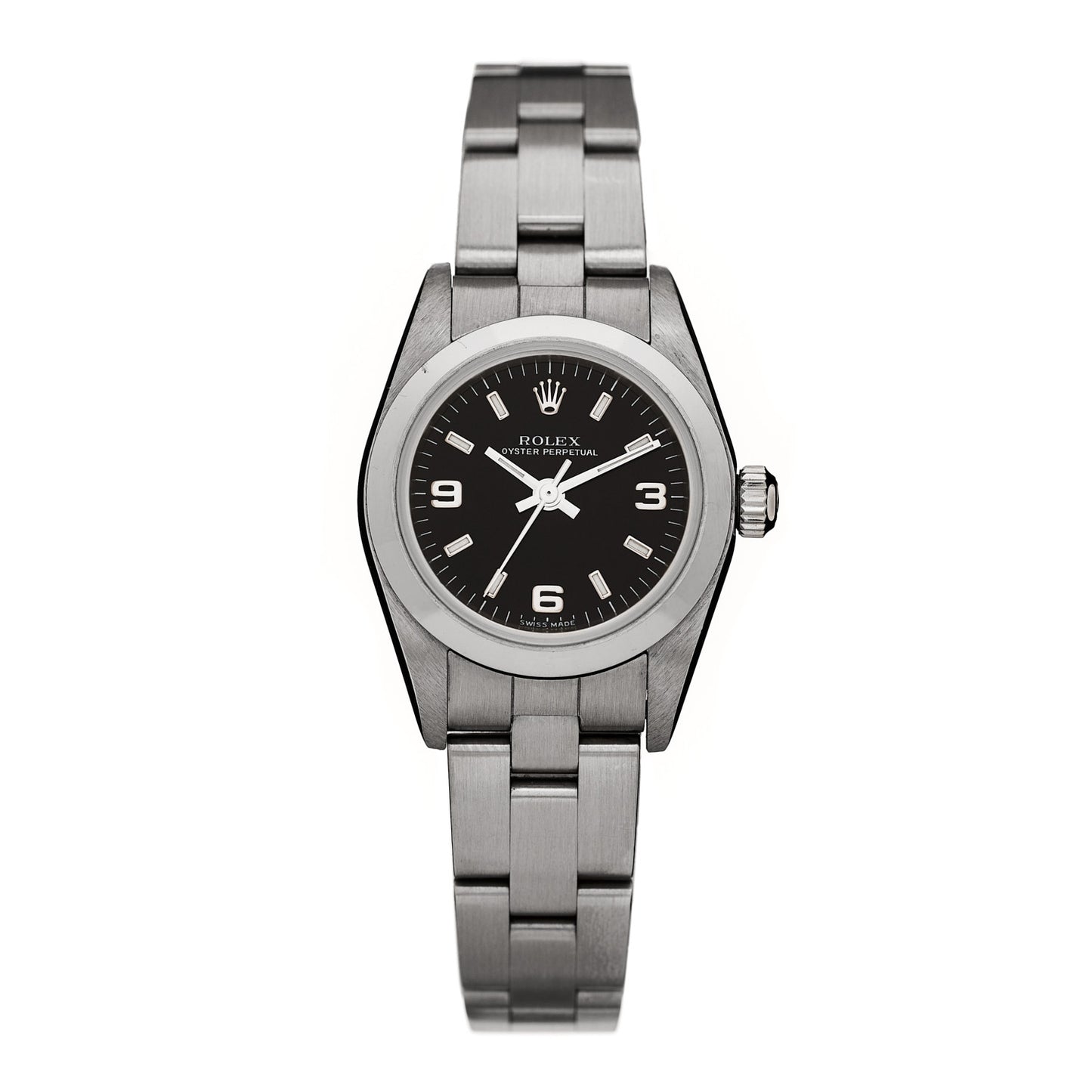 Stainless Steel 24mm Oyster Perpetual Watch Black 76080