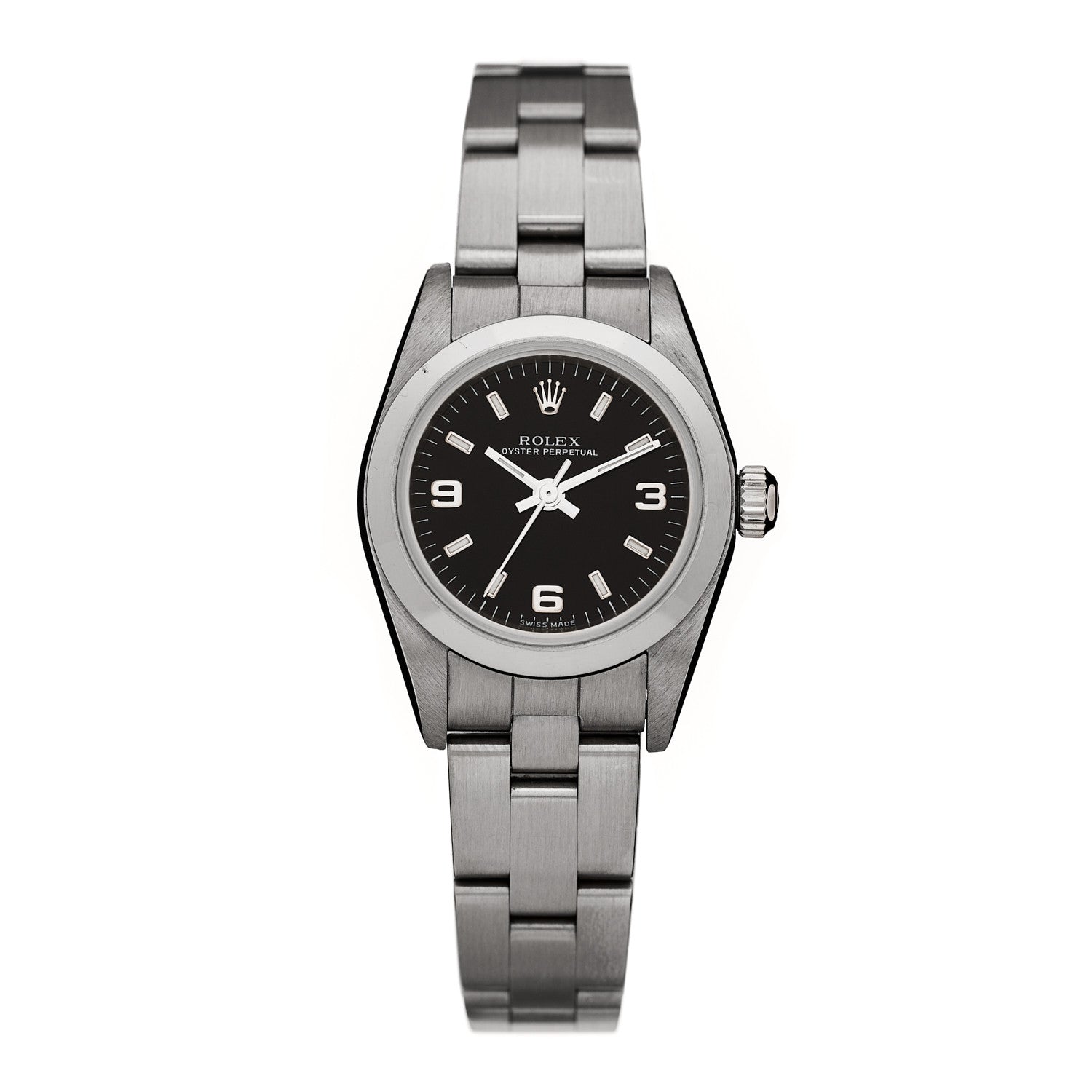 Rolex Stainless Steel 24mm Oyster Perpetual Watch Black 76080 1 of 8