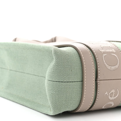 Chloe Cotton Calfskin Small Woody Ribbon Tote Faded Green 9 of 10