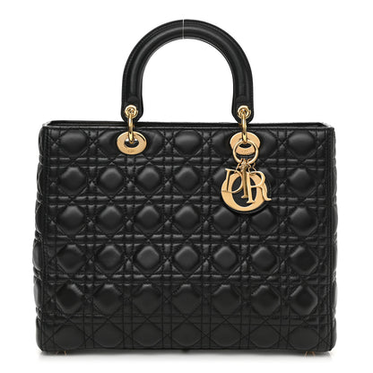Christian Dior Lambskin Cannage Large Lady Dior Black 2 of 21