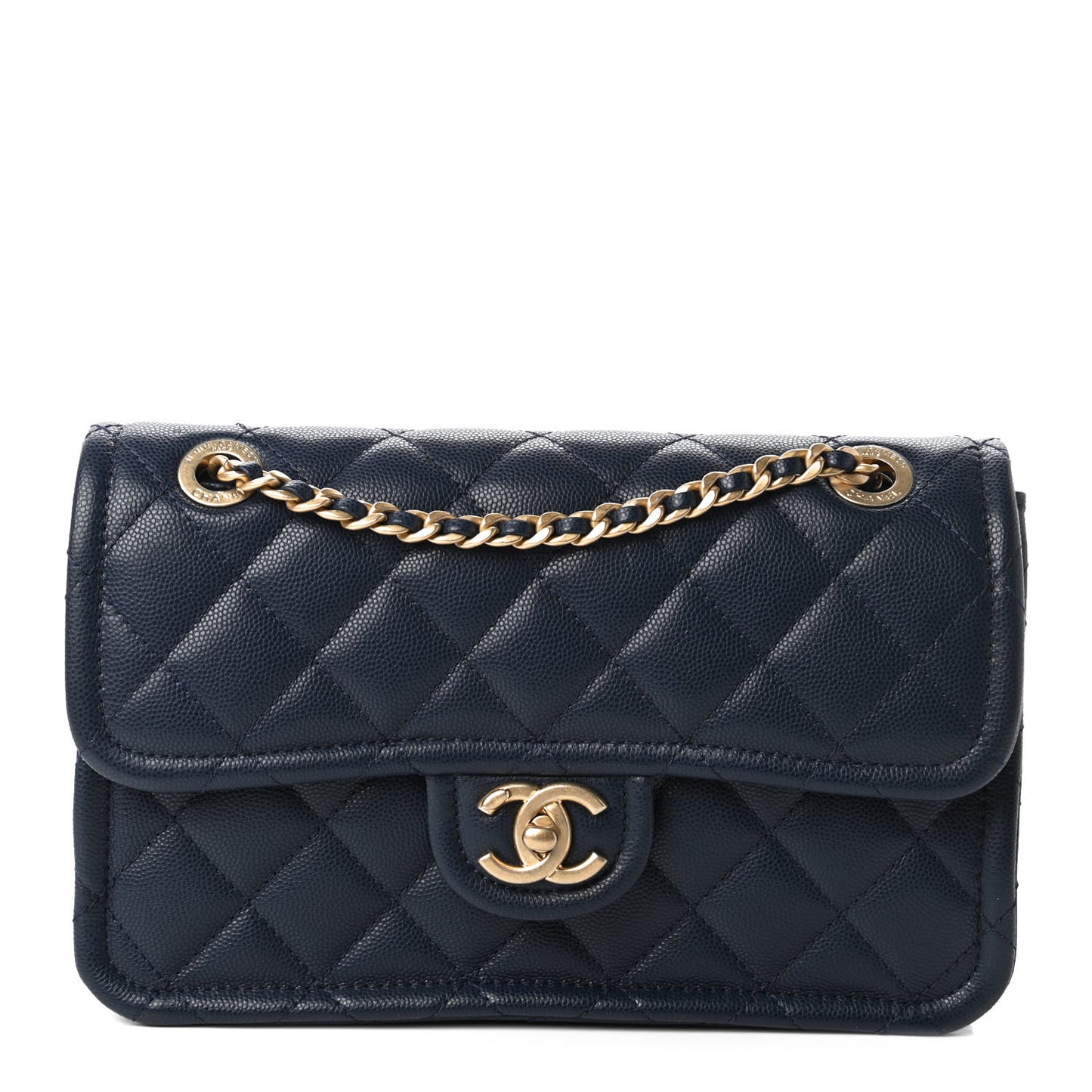 Caviar Quilted Medium Sweet Classic Flap Navy Blue