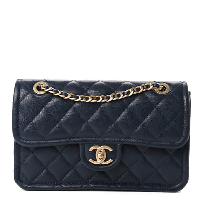 Chanel Caviar Quilted Medium Sweet Classic Flap Navy Blue 1 of 10