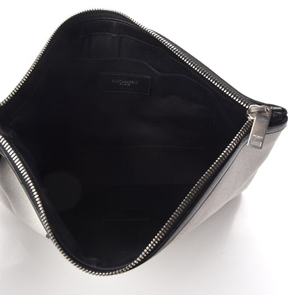 Saint Laurent Linen Canvas Rive Gauche Zipped Pouch Optic White 5 of 6