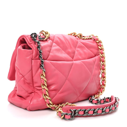 Chanel Goatskin Quilted Large Chanel 19 Flap Dark Pink 3 of 10