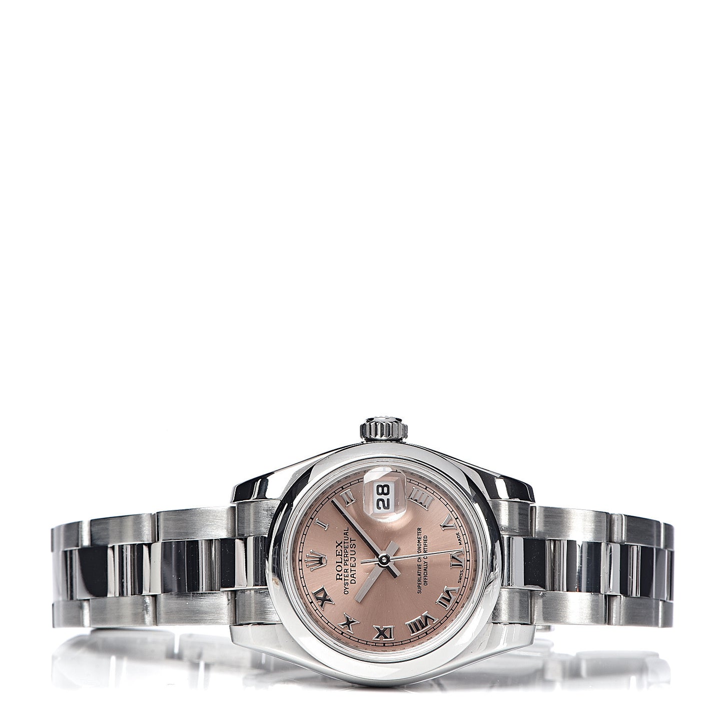 Stainless Steel 26mm Oyster Perpetual Datejust Watch Pink Roman 179160