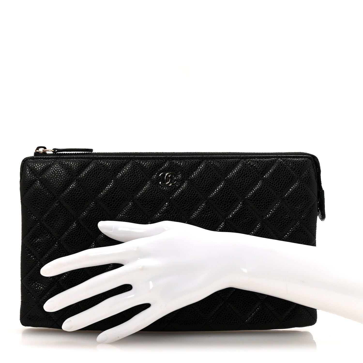 Chanel Caviar Quilted Large Zipped Clutch Black 2 of 11