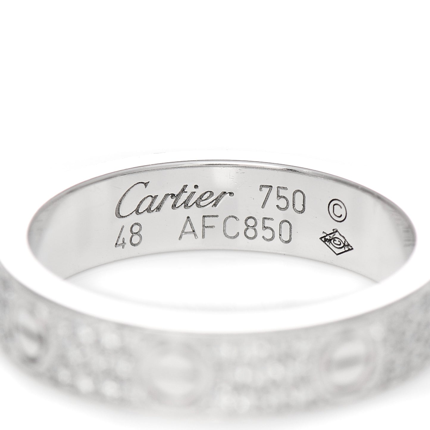18K White Gold Diamond Paved LOVE Wedding Band Ring 48 4.5