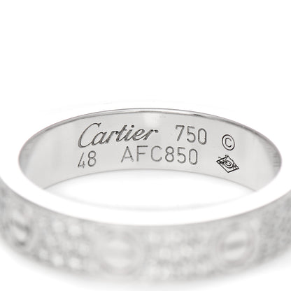 Cartier 18K White Gold Diamond Paved LOVE Wedding Band Ring 48 4.5 4 of 4