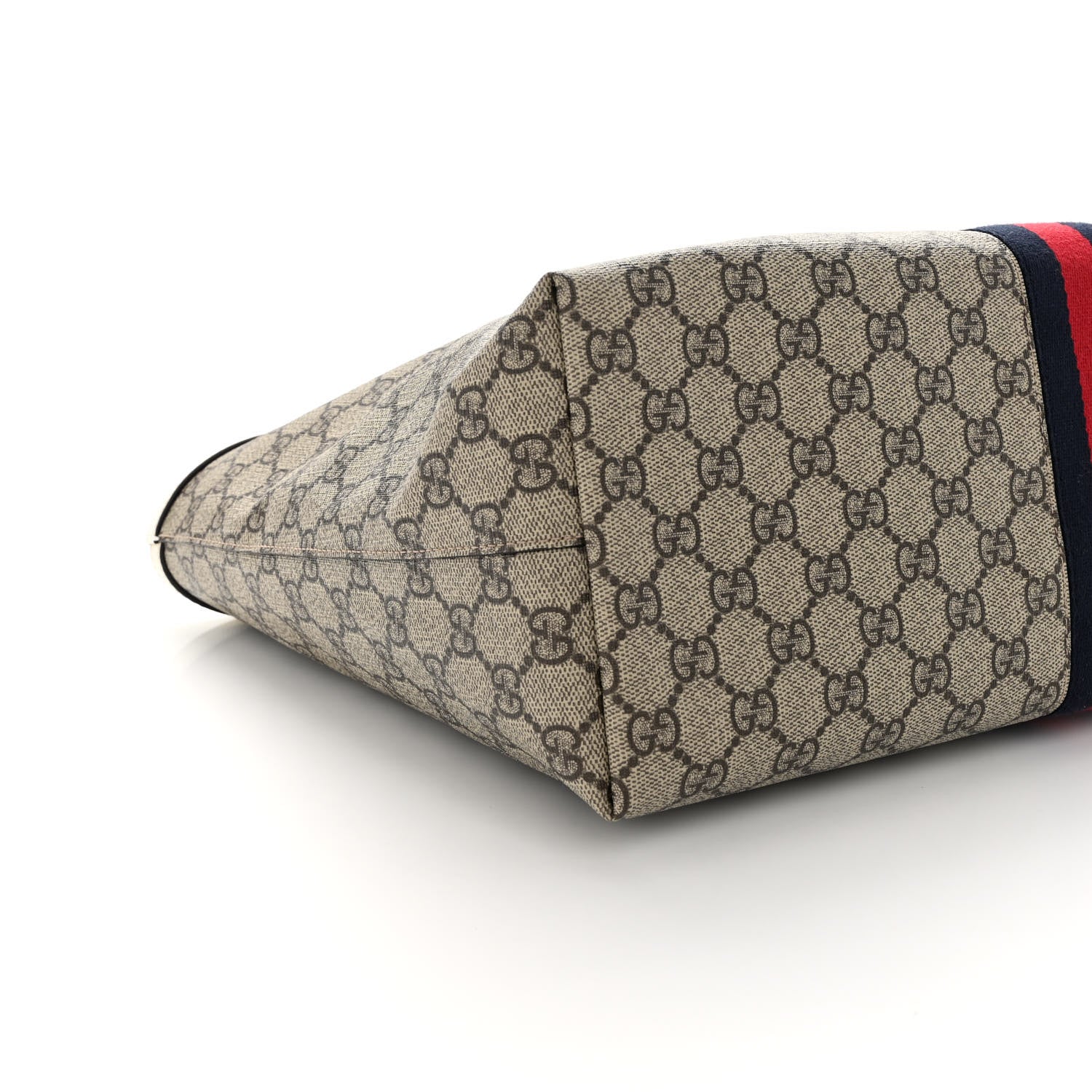 Gucci GG Supreme Monogram Textured Dollar Calfskin Web Medium Ophidia Shopping Tote Beige Ebony Mystic White 9 of 10