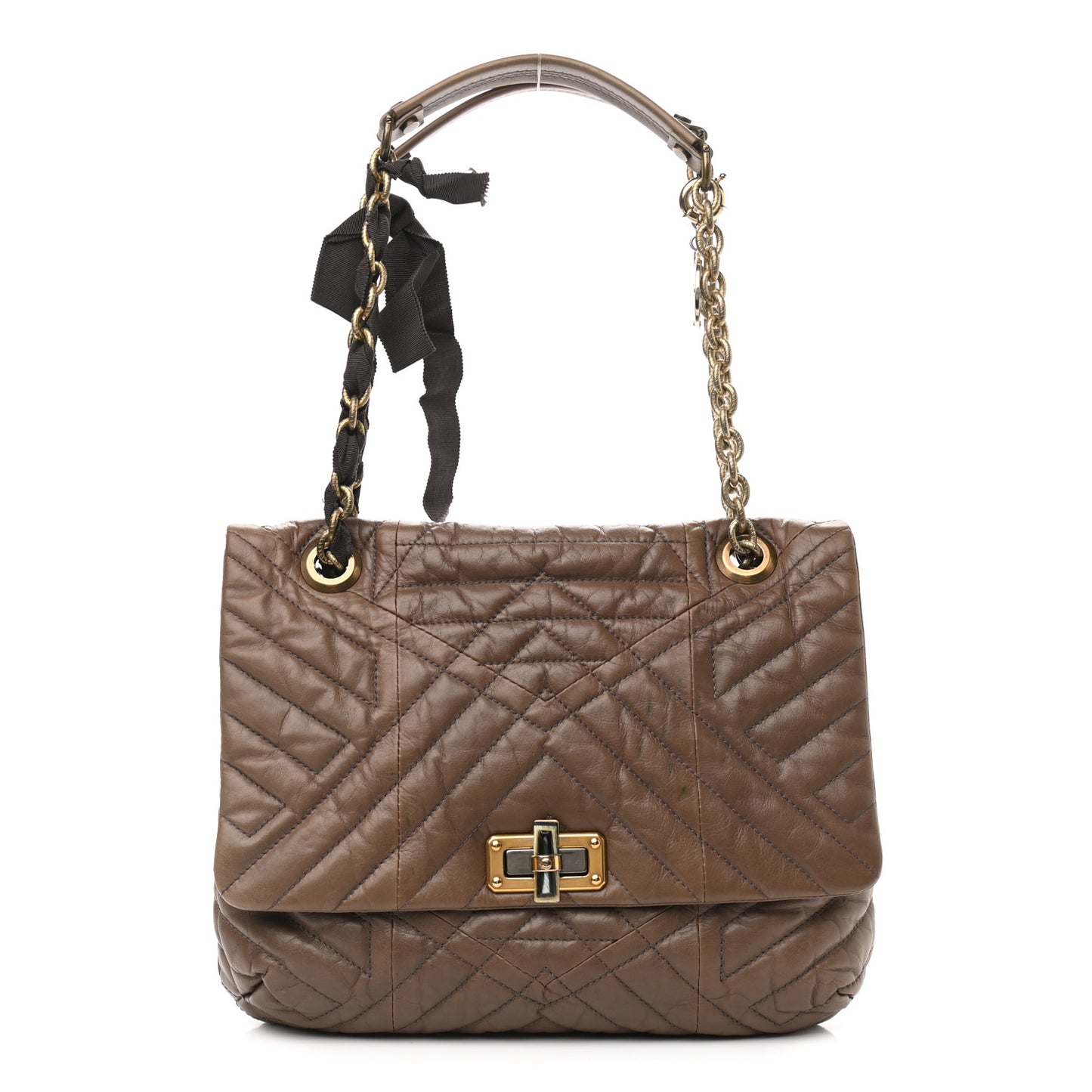 Calfskin Quilted Medium Happy Shoulder Bag Brown