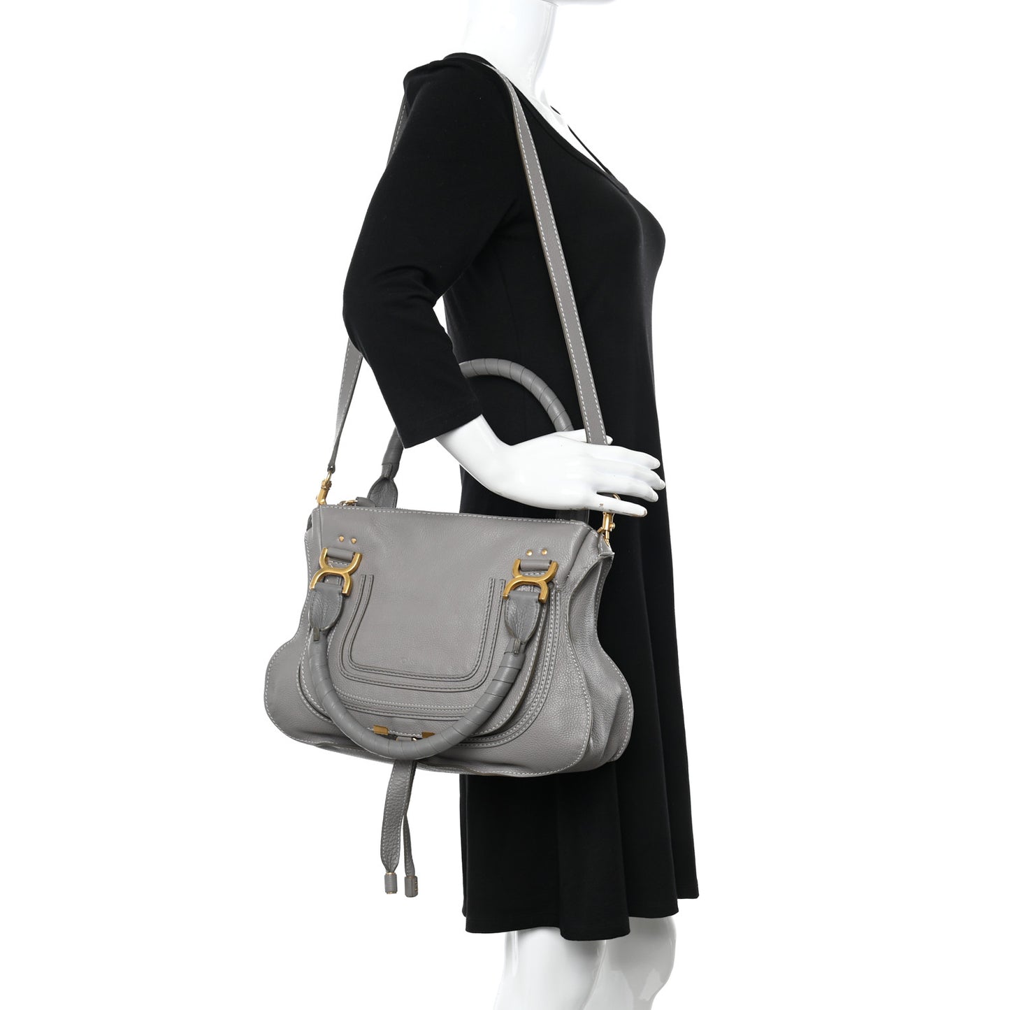 Calfskin Medium Marcie Satchel Cashmere Grey