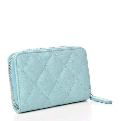 Chanel Caviar Quilted Zip Coin Purse Light Blue 3 of 8