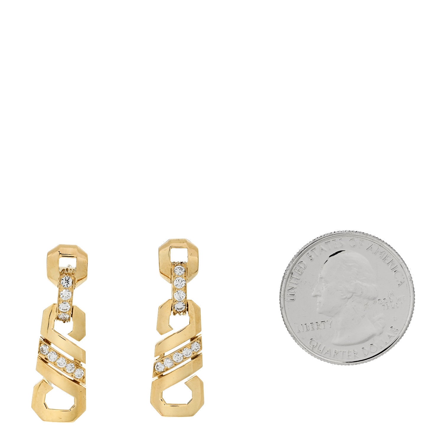 Cartier 18K Yellow Gold Diamond Fox Trot Earrings 2 of 4