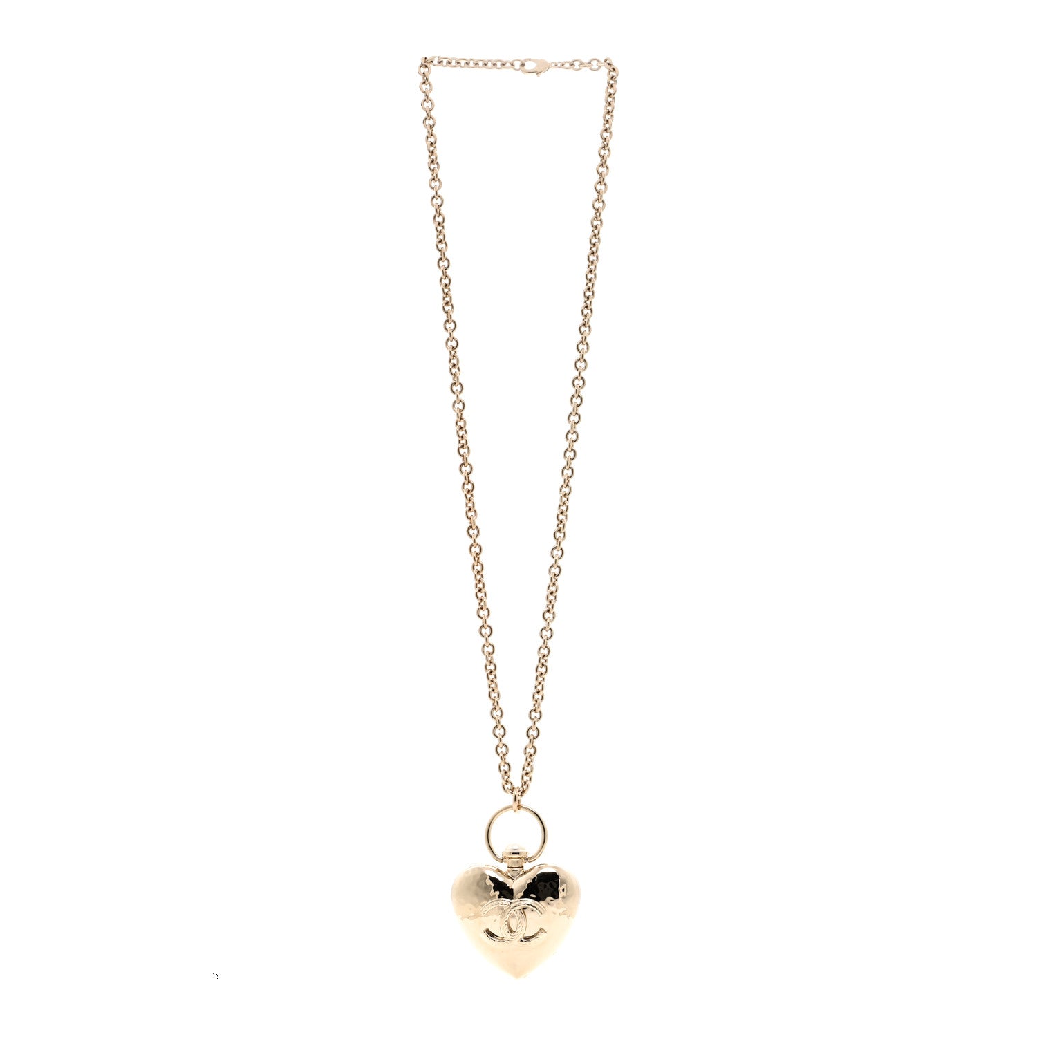 Chanel Metal CC Heart Locket Necklace Gold 3 of 6