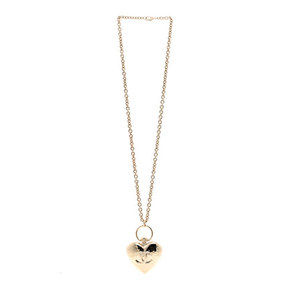 Chanel Metal CC Heart Locket Necklace Gold 3 of 6