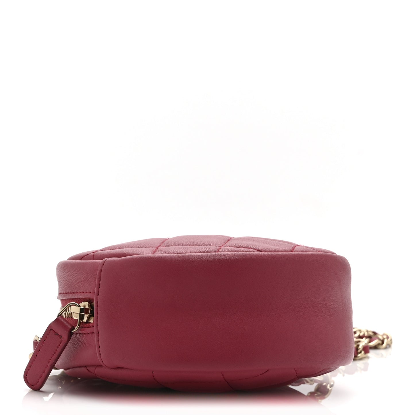 Lambskin Quilted Round Clutch With Chain Pink