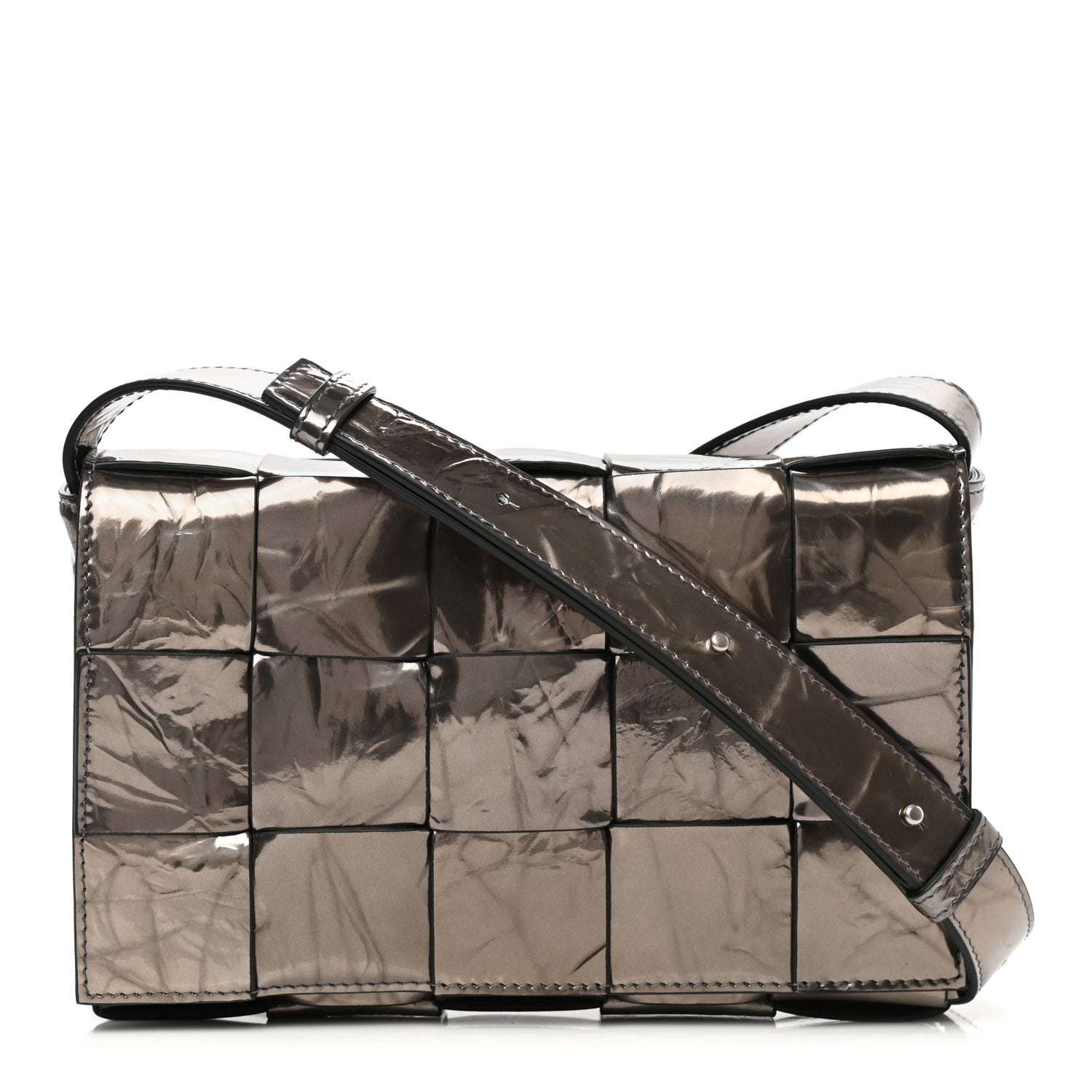 Bottega Veneta Metallic Crushed Calfskin Maxi Intrecciato Cassette Crossbody Bag Anchor 1 of 9