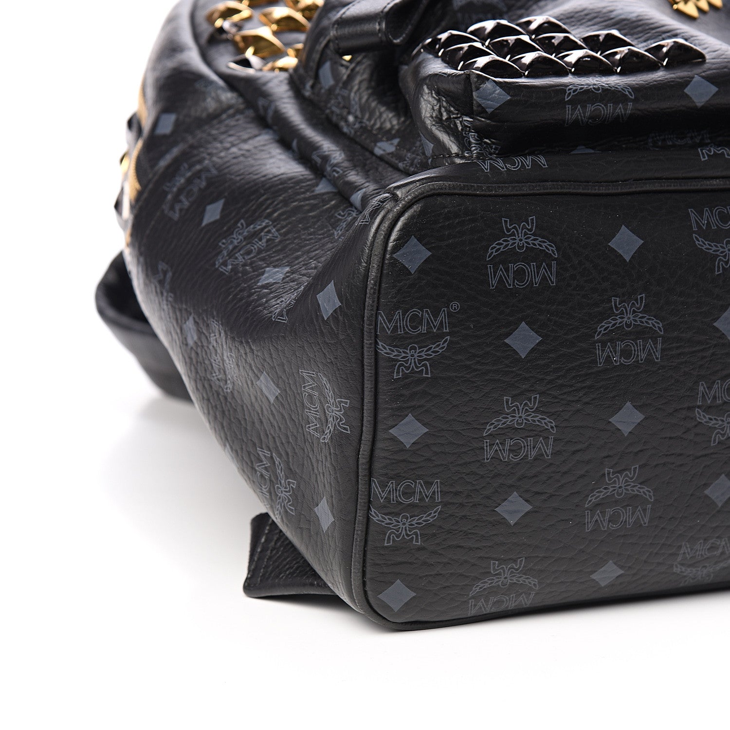 MCM Visetos Studded Medium Stark M Backpack Black 7 of 9
