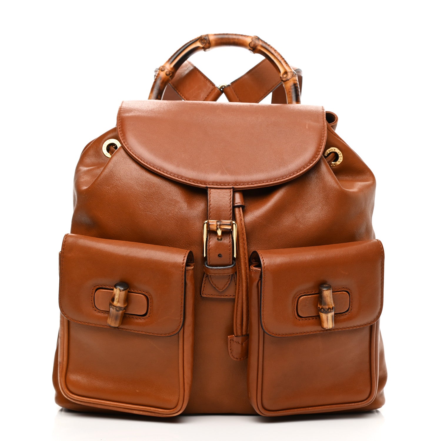 Gucci Calfskin Bamboo Backpack Brown 1 of 17