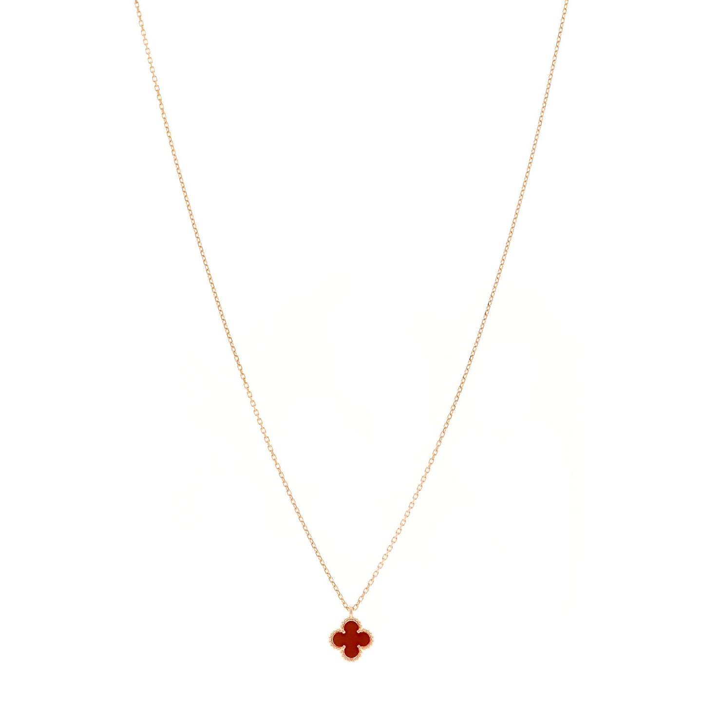 18K Rose Gold Carnelian Sweet Alhambra Pendant Necklace
