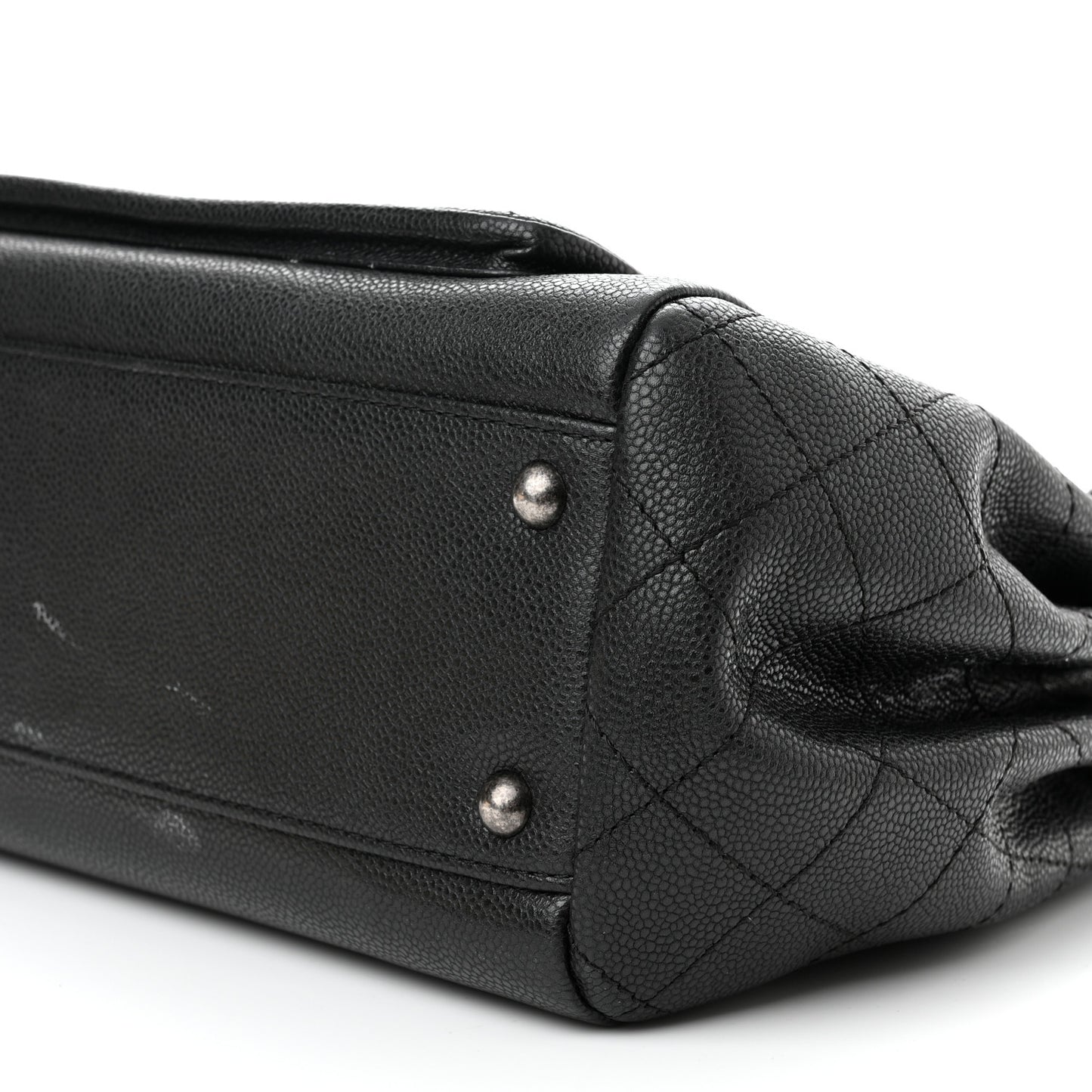 Caviar Quilted CC Accordion Shopping Bag Black
