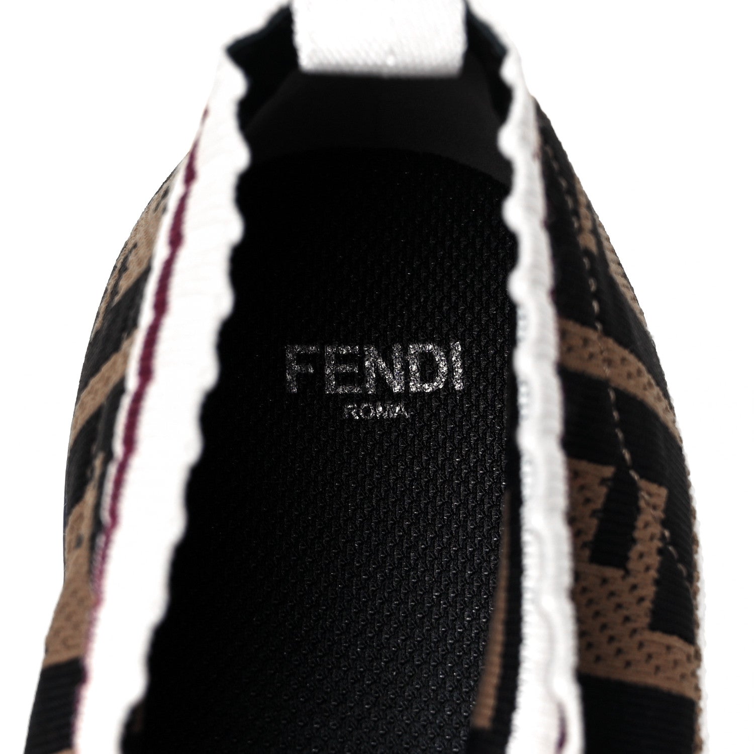 Fendi Stretch Yarn FF Stiff Band Rockoko Sneakers 36 White Tobacco Red 7 of 8