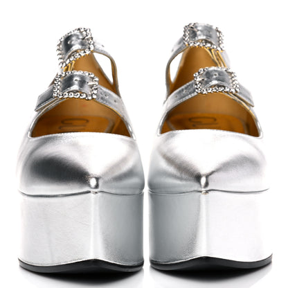 Gucci Metallic Nappa Crystal Platform 38 Silver 2 of 14