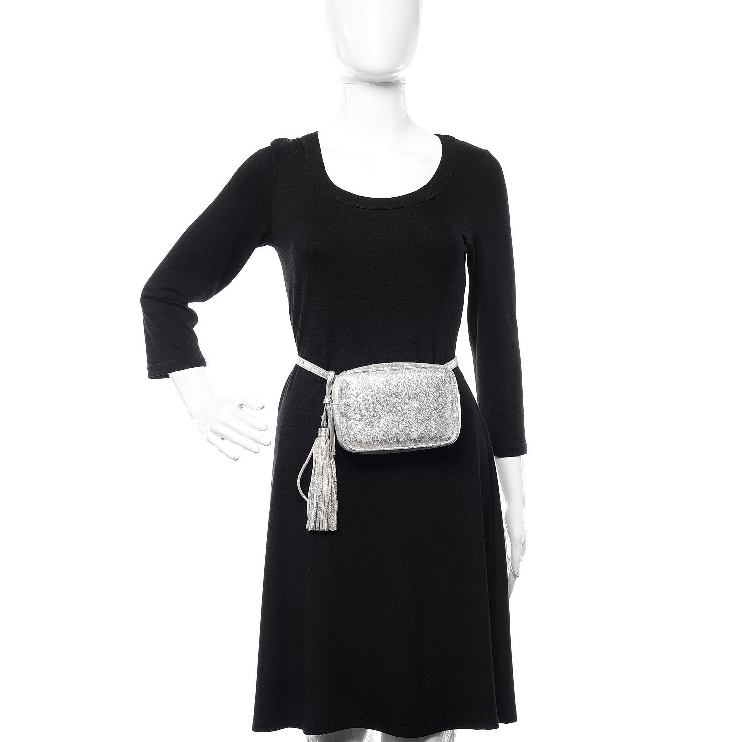 Saint Laurent Metallic Lambskin Monogram Lou Belt Bag Argento 2 of 10