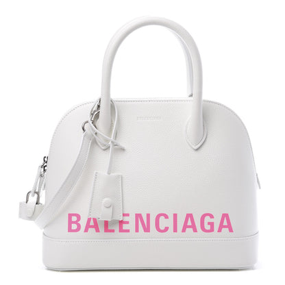 Balenciaga Grained Calfskin Logo S Ville Top Handle Bag White Fluo Pink 1 of 11