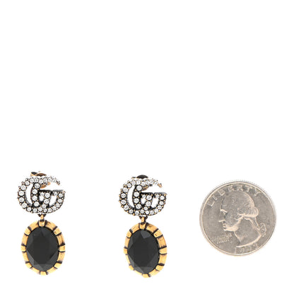 Gucci Crystal Double G Earrings Black Aged Gold 2 of 4