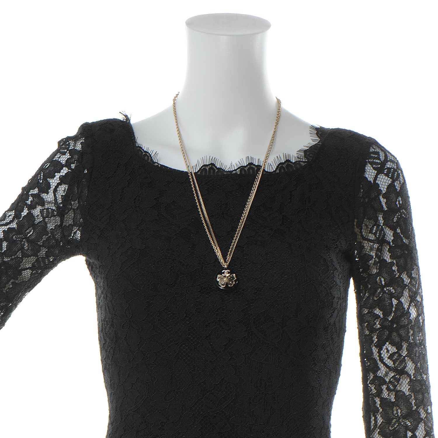 Chanel Crystal Resin Butterfly CC Pendant Necklace Black Gold 2 of 5