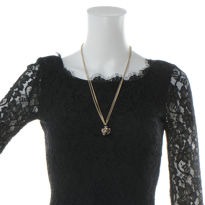 Chanel Crystal Resin Butterfly CC Pendant Necklace Black Gold 2 of 5